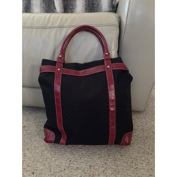 Jones New York Black Brick Red Large Handbag Purse Tote - Picture 9 of 13